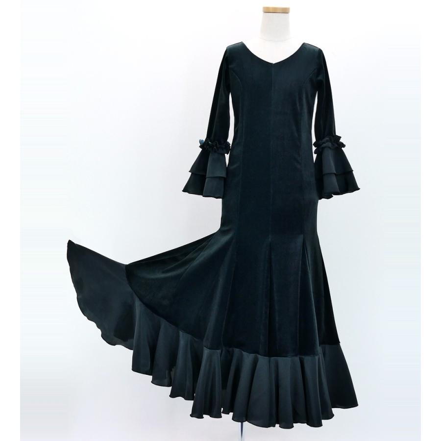 キッズ フラメンコ ベルベット フリル ワンピース ブラック 120・140サイズ FDp-1 |  | 04