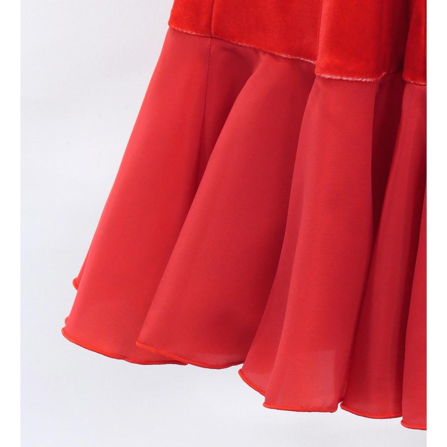 キッズ フラメンコ ベルベット フリル ワンピース ダークレッド 120・140サイズ FDp-2 |  | 08