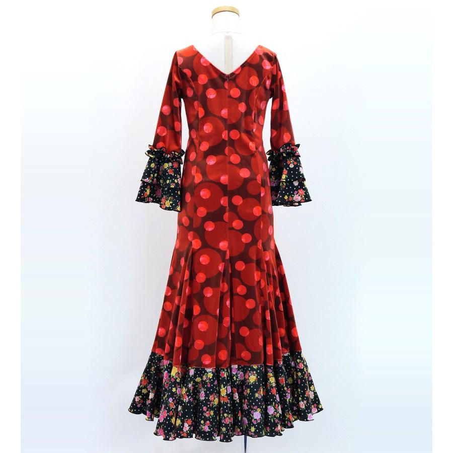 キッズ フラメンコ ベルベット フリル ワンピース 水玉 レッド＆ブラック 120・140サイズ FDp-3 |  | 03