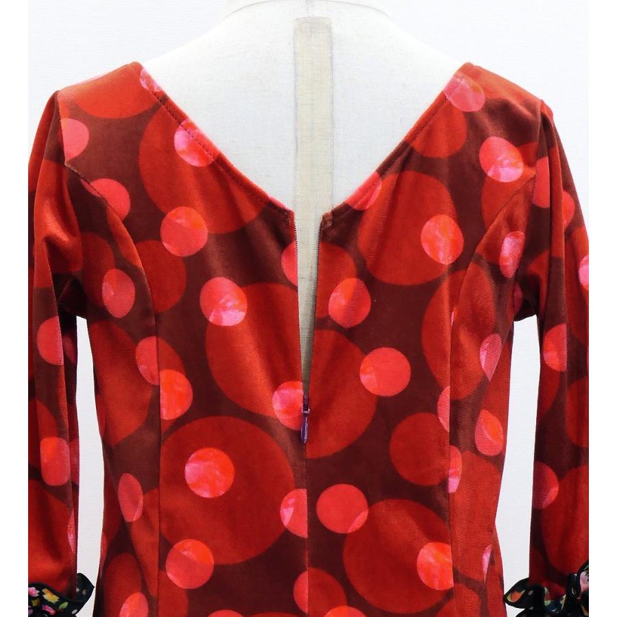 キッズ フラメンコ ベルベット フリル ワンピース 水玉 レッド＆ブラック 120・140サイズ FDp-3 |  | 06