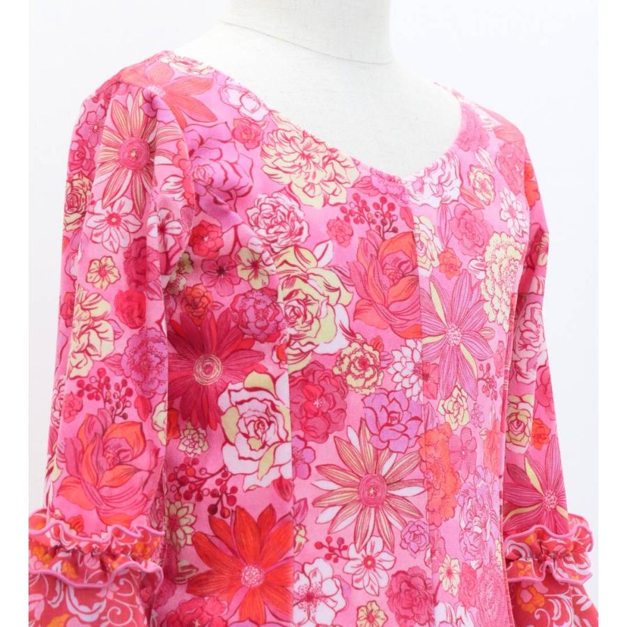 キッズ フラメンコ ベルベット フリル ワンピース モダンフラワー ピンク 120・140サイズ FDp-4 |  | 05