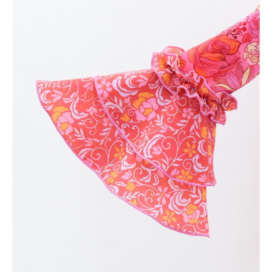 キッズ フラメンコ ベルベット フリル ワンピース モダンフラワー ピンク 120・140サイズ FDp-4 |  | 07