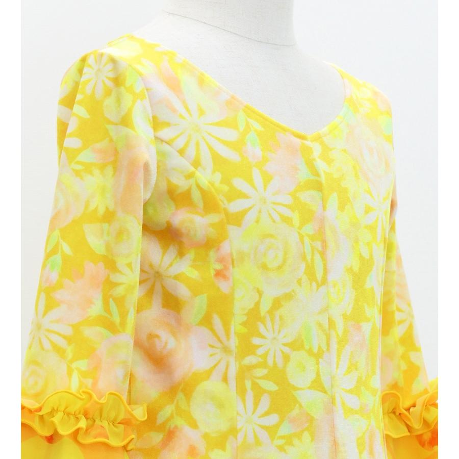 キッズ フラメンコ ベルベット フリル ワンピース 花柄 イエロー 120・140サイズ FDp-5 |  | 05