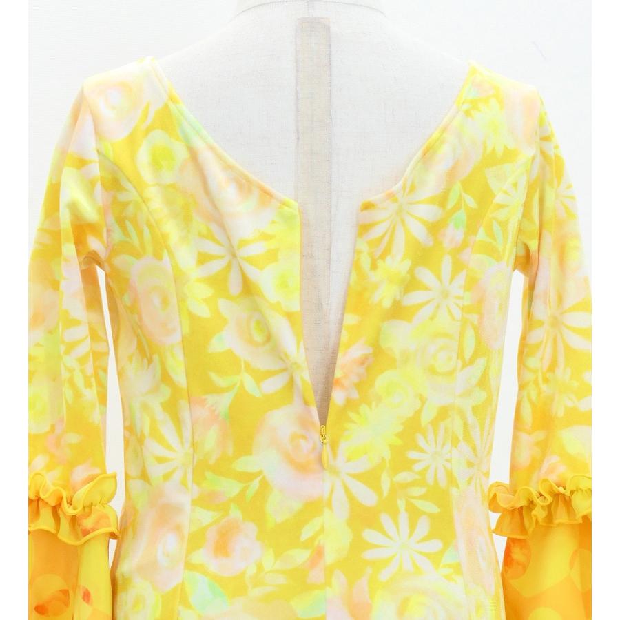 キッズ フラメンコ ベルベット フリル ワンピース 花柄 イエロー 120・140サイズ FDp-5 |  | 06