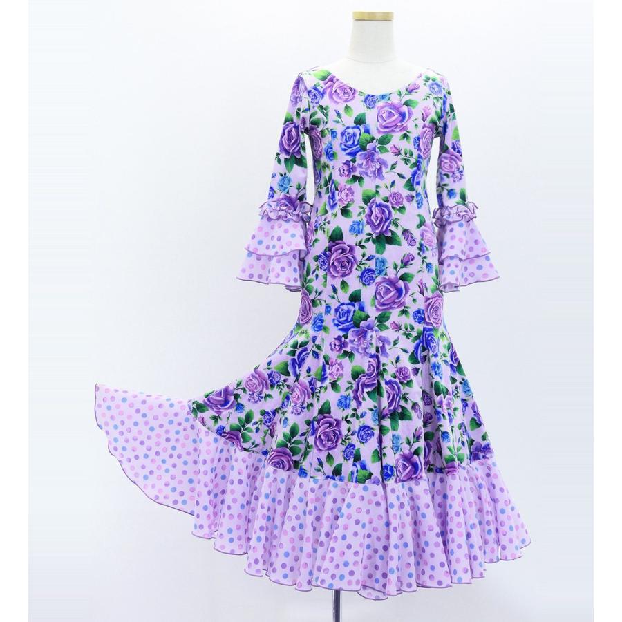 キッズ フラメンコ ベルベット フリル ワンピース ローズ ラベンダー 120・140サイズ FDp-6 |  | 04