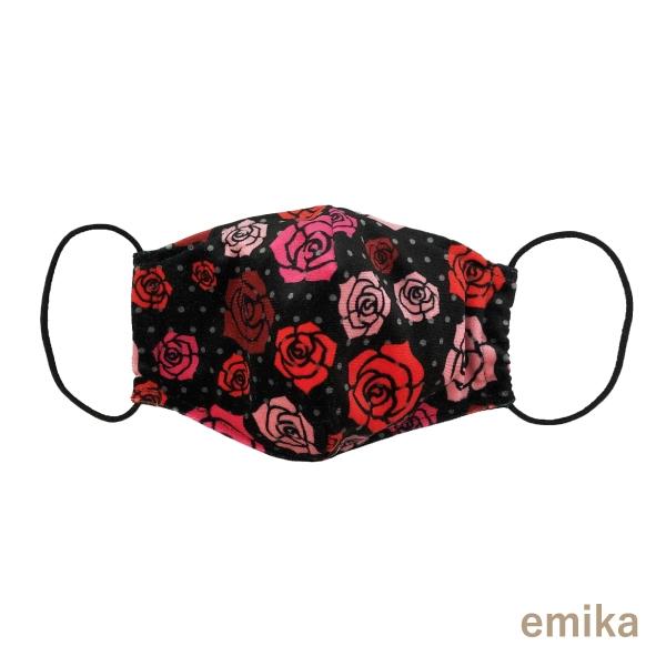 フラメンコマスク ローズ×水玉柄 ブラック 黒 1枚 S/M/Lサイズ 抗菌・防臭 選べる生地 flamencomask-11bk |  | 01