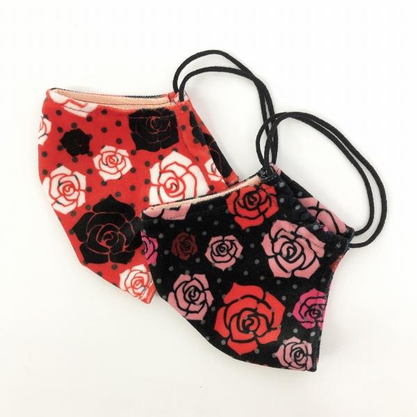 フラメンコマスク ローズ×水玉柄 ブラック 黒 1枚 S/M/Lサイズ 抗菌・防臭 選べる生地 flamencomask-11bk |  | 12