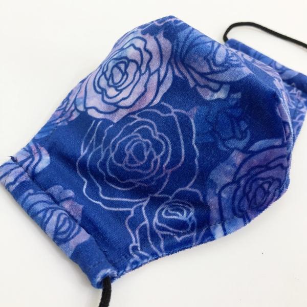 フラメンコマスク 水彩風ローズ柄 ブルー 青 1枚 S/M/Lサイズ 抗菌・防臭 選べる生地 flamencomask-12bl |  | 02