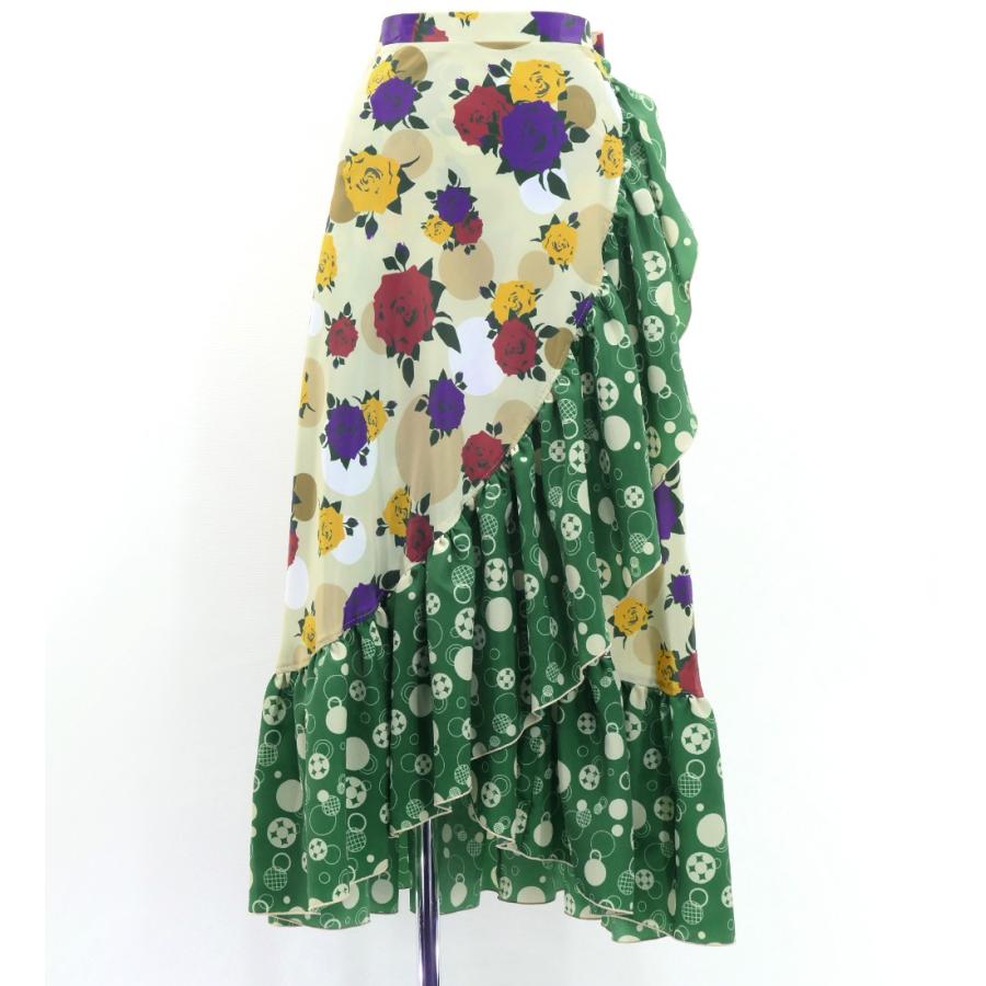 フラメンコ 巻きスカート ローズ×水玉 ベージュ×グリーン FMS-16