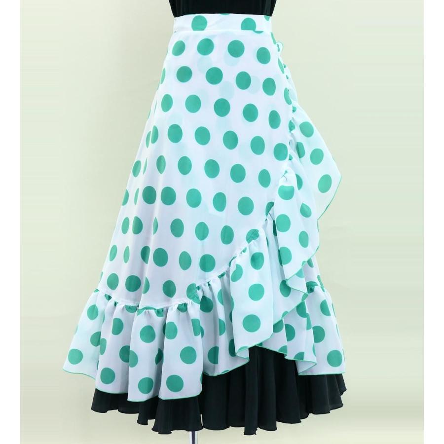 キッズ フラメンコ 巻きスカート 水玉 ホワイト×ターコイズブルー 120・140サイズ FMSp-2 |  | 01