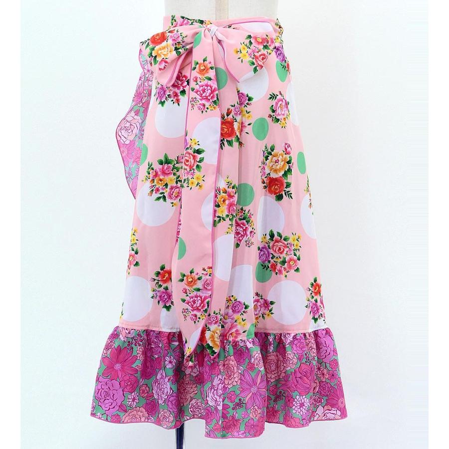 キッズ フラメンコ 巻きスカート ローズ×水玉 ピンク×ターコイズブルー 120・140サイズ FMSp-3 |  | 04