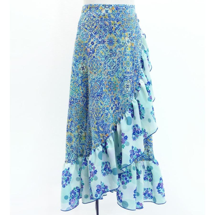 キッズ フラメンコ 巻きスカート アラベスク×花柄 ブルー 120・140サイズ FMSp-4 |  | 02