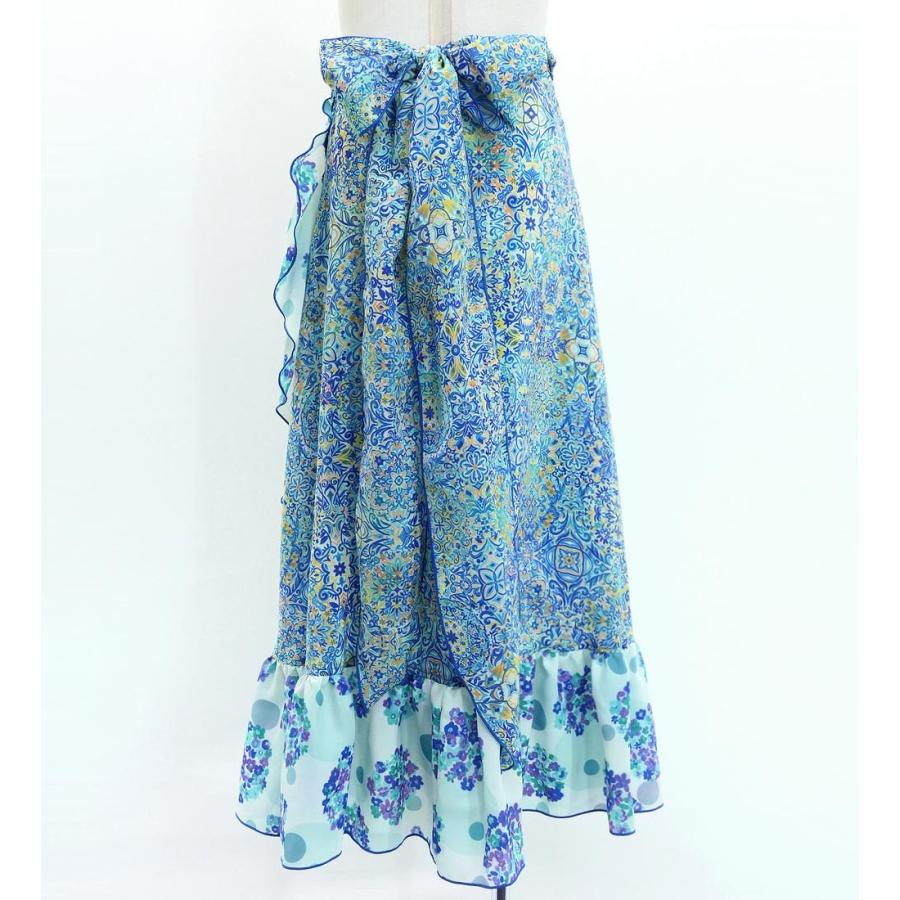キッズ フラメンコ 巻きスカート アラベスク×花柄 ブルー 120・140サイズ FMSp-4 |  | 03