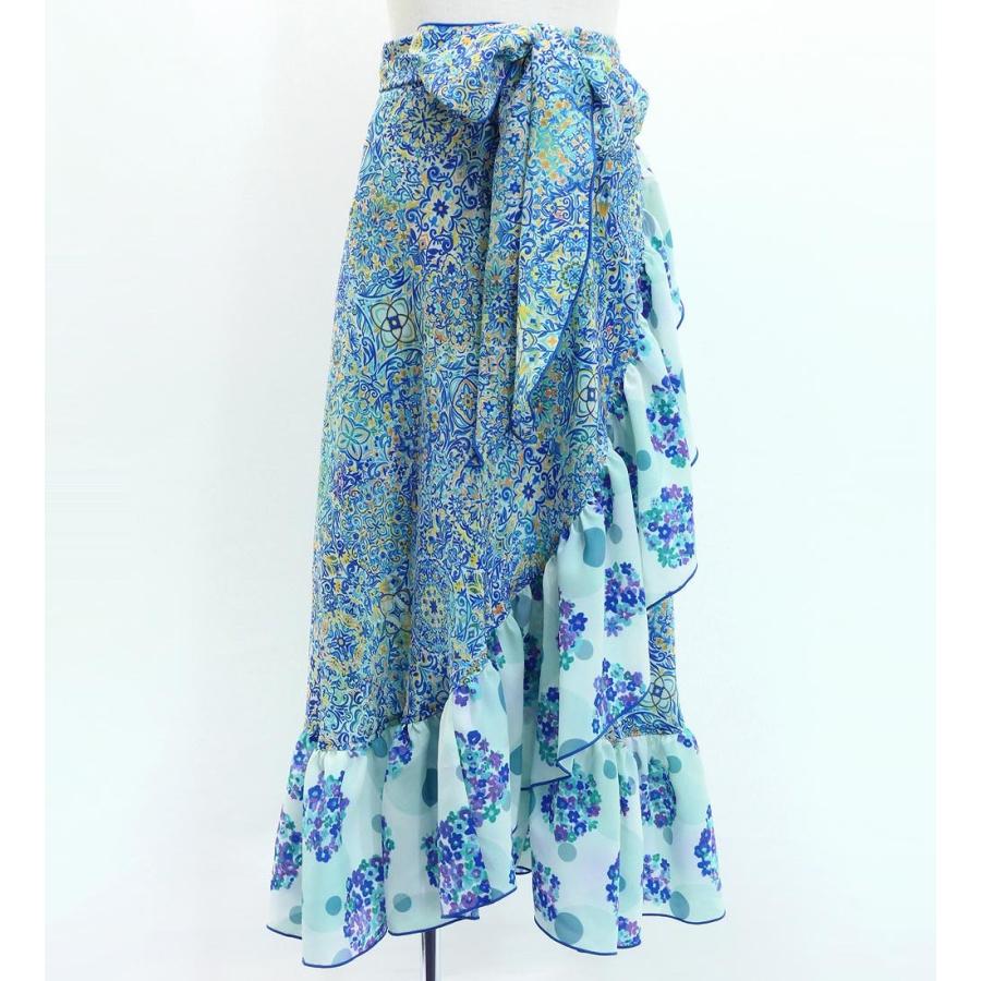 キッズ フラメンコ 巻きスカート アラベスク×花柄 ブルー 120・140サイズ FMSp-4 |  | 04