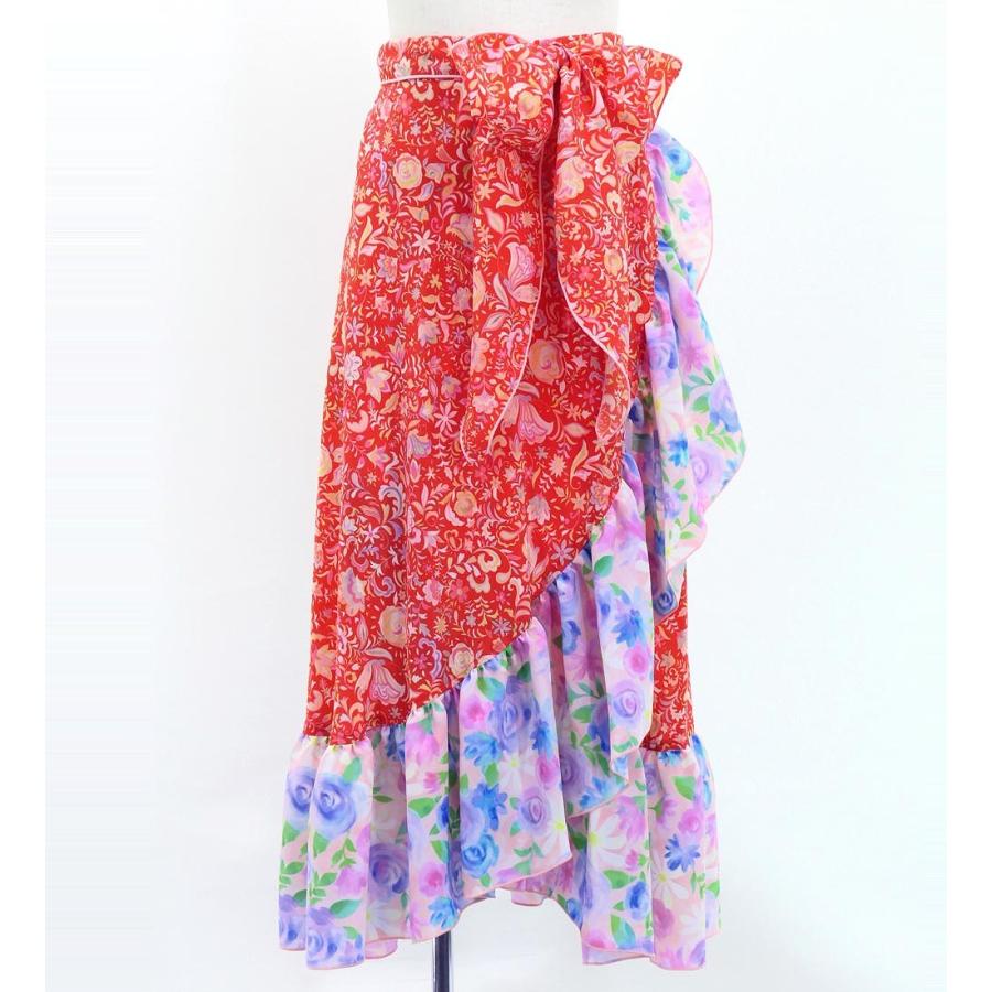 キッズ フラメンコ 巻きスカート ローズペイズリー×水彩風花柄 レッド×ピンク 120・140サイズ FMSp-5 |  | 05