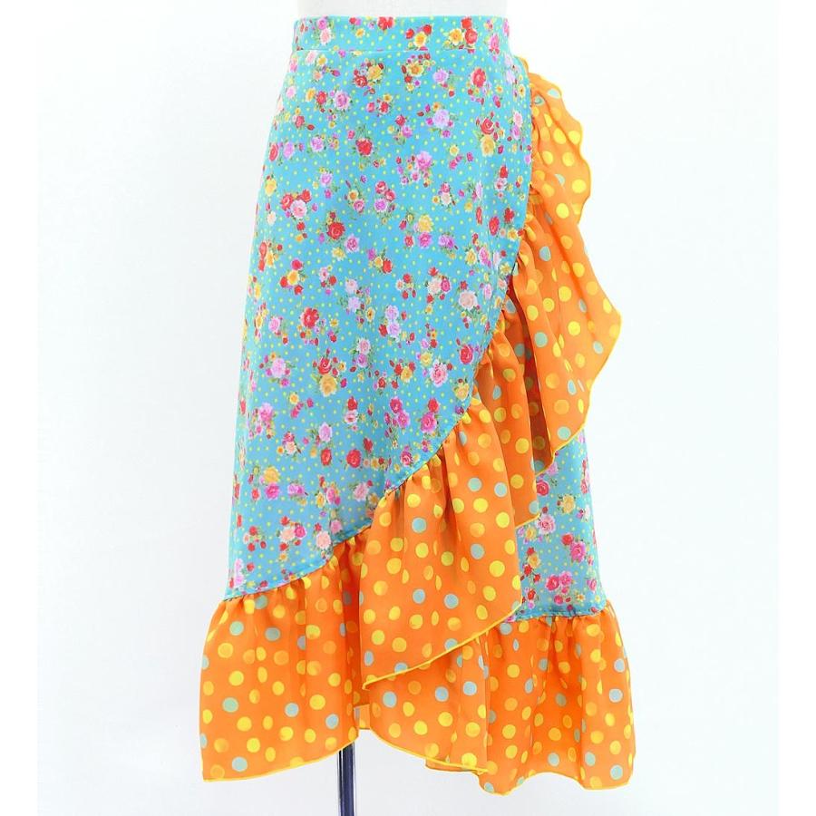 キッズ フラメンコ 巻きスカート ローズ×水玉 ライトブルー×オレンジ 120・140サイズ FMSp-6 |  | 02