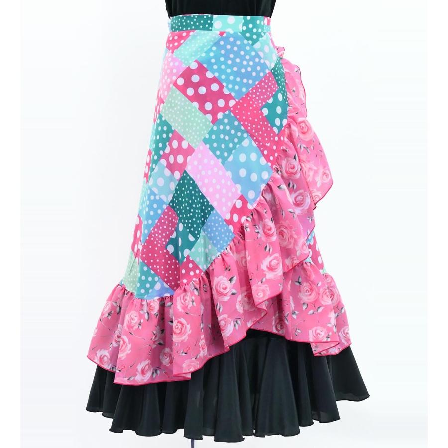 キッズ フラメンコ 巻きスカート 水玉×ローズ ライトブルー×ピンク  120・140サイズ FMSp-7 |  | 01