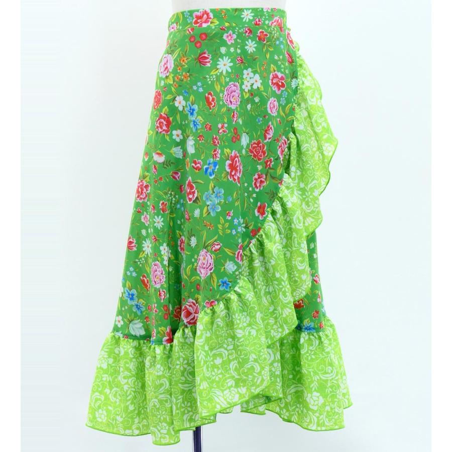キッズ フラメンコ 巻きスカート 花柄 グリーン×イエローグリーン  120・140サイズ FMSp-8 |  | 03