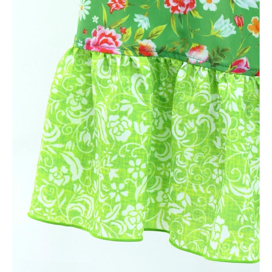 キッズ フラメンコ 巻きスカート 花柄 グリーン×イエローグリーン  120・140サイズ FMSp-8 |  | 06