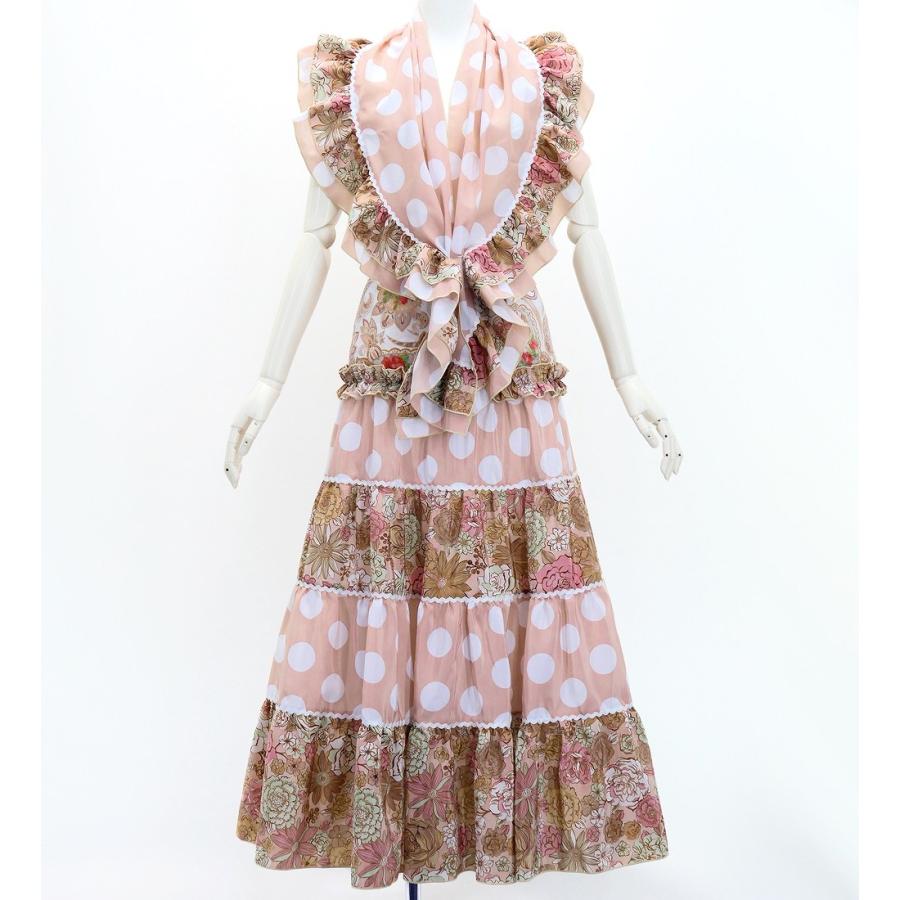 フラメンコ ピキージョ＆スカートセット モダンフラワー×水玉 ピンクベージュ S-Lサイズ FPS-10 | 