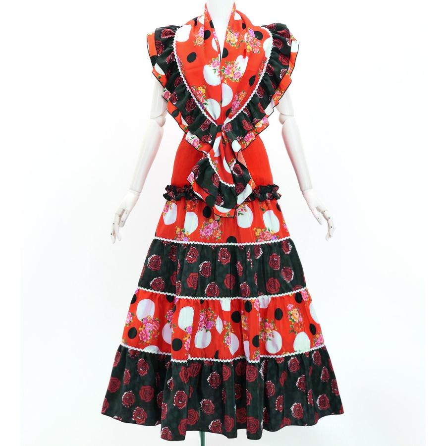 フラメンコ ピキージョ＆スカートセット ローズ×水玉 レッド×ブラック S-Lサイズ FPS-13 | 