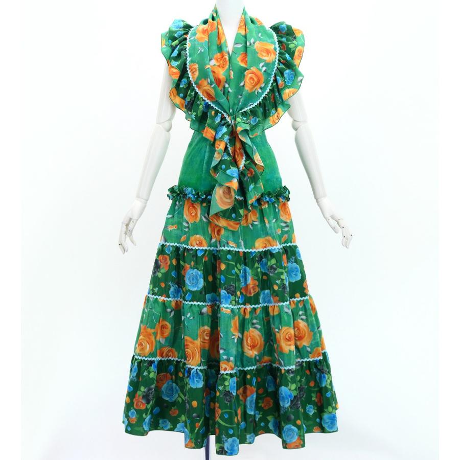 フラメンコ ピキージョ＆スカートセット ローズ ターコイズブルー×グリーン S-Lサイズ FPS-16 | 