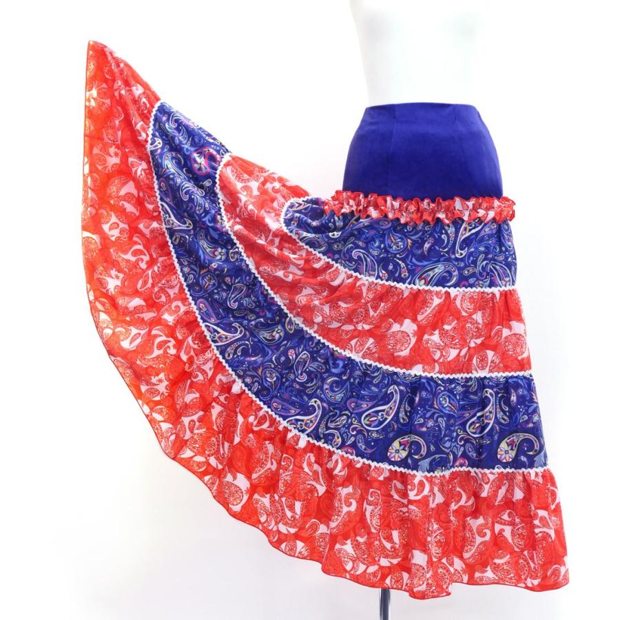 フラメンコ ピキージョ＆スカートセット ペイズリー ネイビー×レッド S-Lサイズ FPS-7 |  | 06