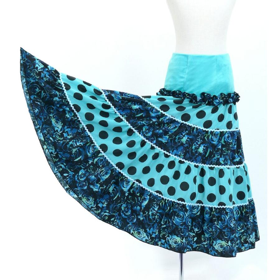 キッズ フラメンコ ピキージョ＆スカートセット 水玉×ローズ ライトブルー×ブラック S-Lサイズ FPSp-3 |  | 07