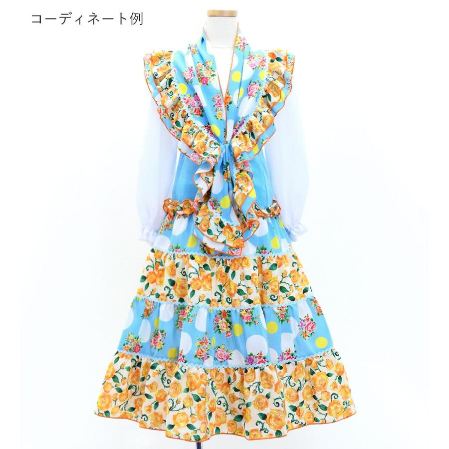 キッズ フラメンコ ピキージョ＆スカートセット ブーケ×水玉 ライトブルー×オレンジ S-Lサイズ FPSp-5 |  | 02