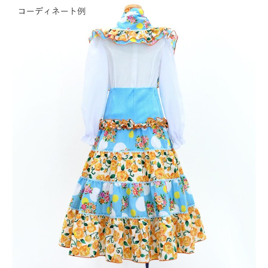 キッズ フラメンコ ピキージョ＆スカートセット ブーケ×水玉 ライトブルー×オレンジ S-Lサイズ FPSp-5 |  | 03