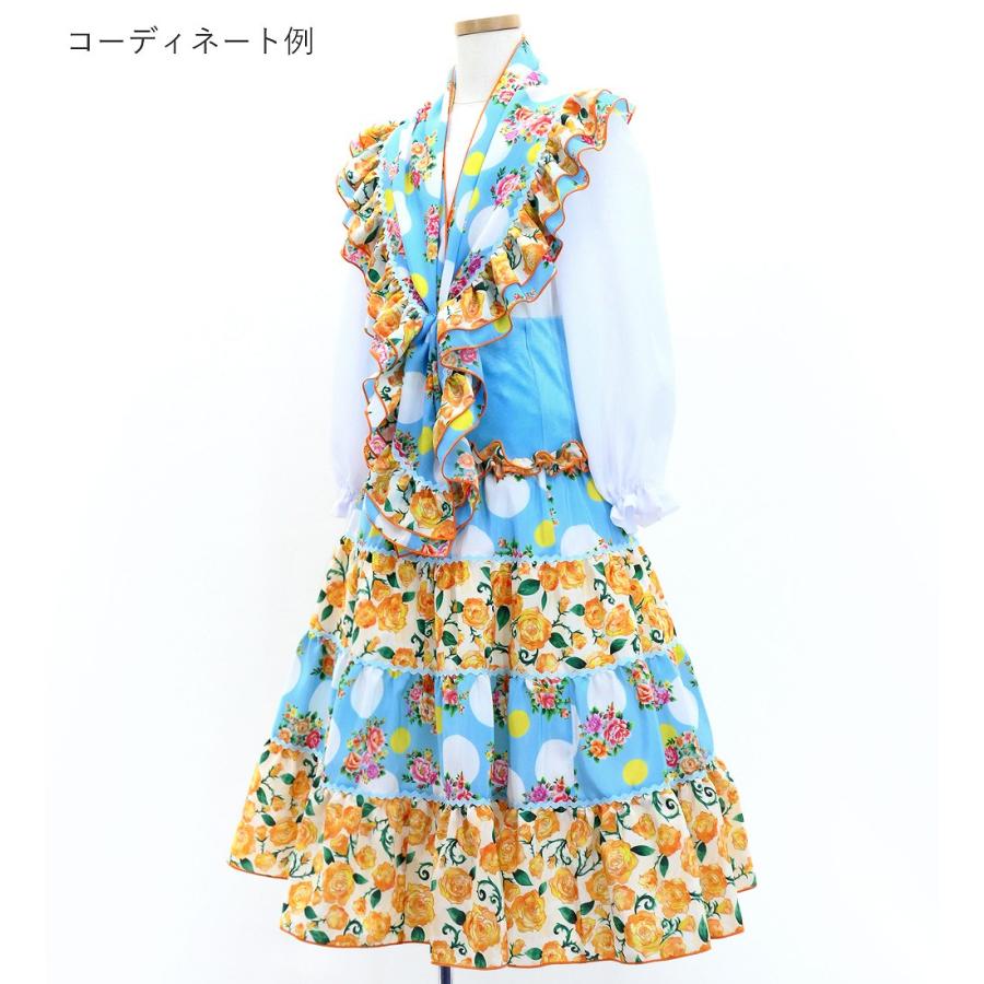 キッズ フラメンコ ピキージョ＆スカートセット ブーケ×水玉 ライトブルー×オレンジ S-Lサイズ FPSp-5 |  | 04