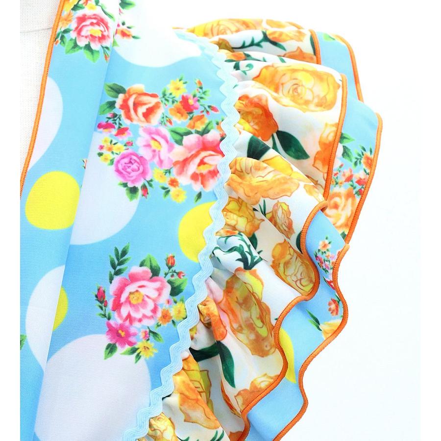 キッズ フラメンコ ピキージョ＆スカートセット ブーケ×水玉 ライトブルー×オレンジ S-Lサイズ FPSp-5 |  | 05