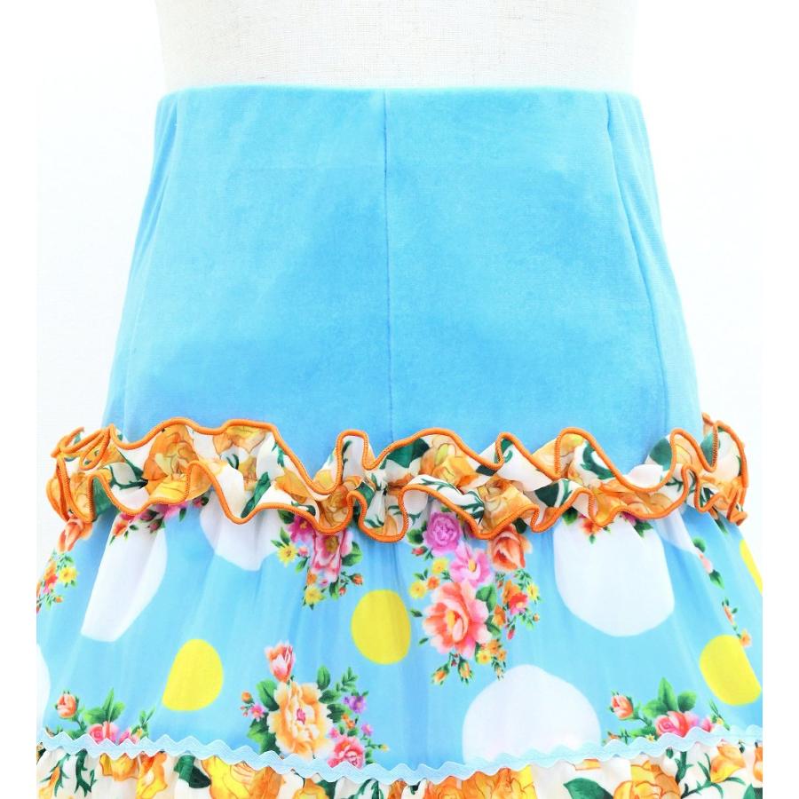 キッズ フラメンコ ピキージョ＆スカートセット ブーケ×水玉 ライトブルー×オレンジ S-Lサイズ FPSp-5 |  | 08