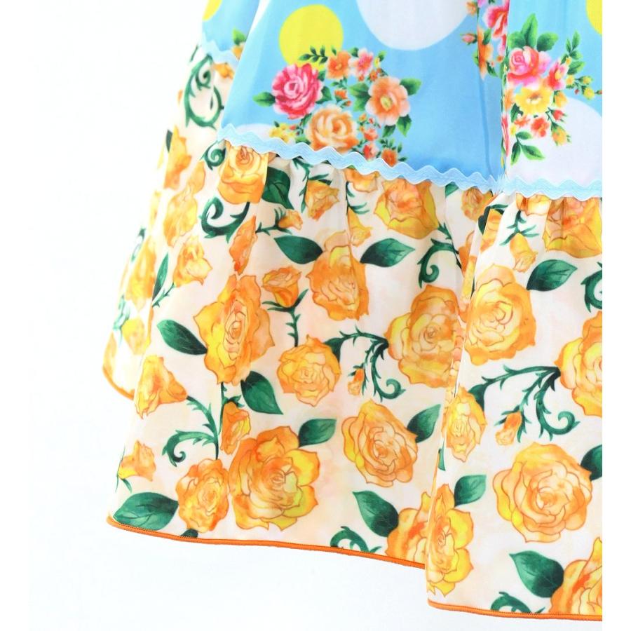 キッズ フラメンコ ピキージョ＆スカートセット ブーケ×水玉 ライトブルー×オレンジ S-Lサイズ FPSp-5 |  | 09