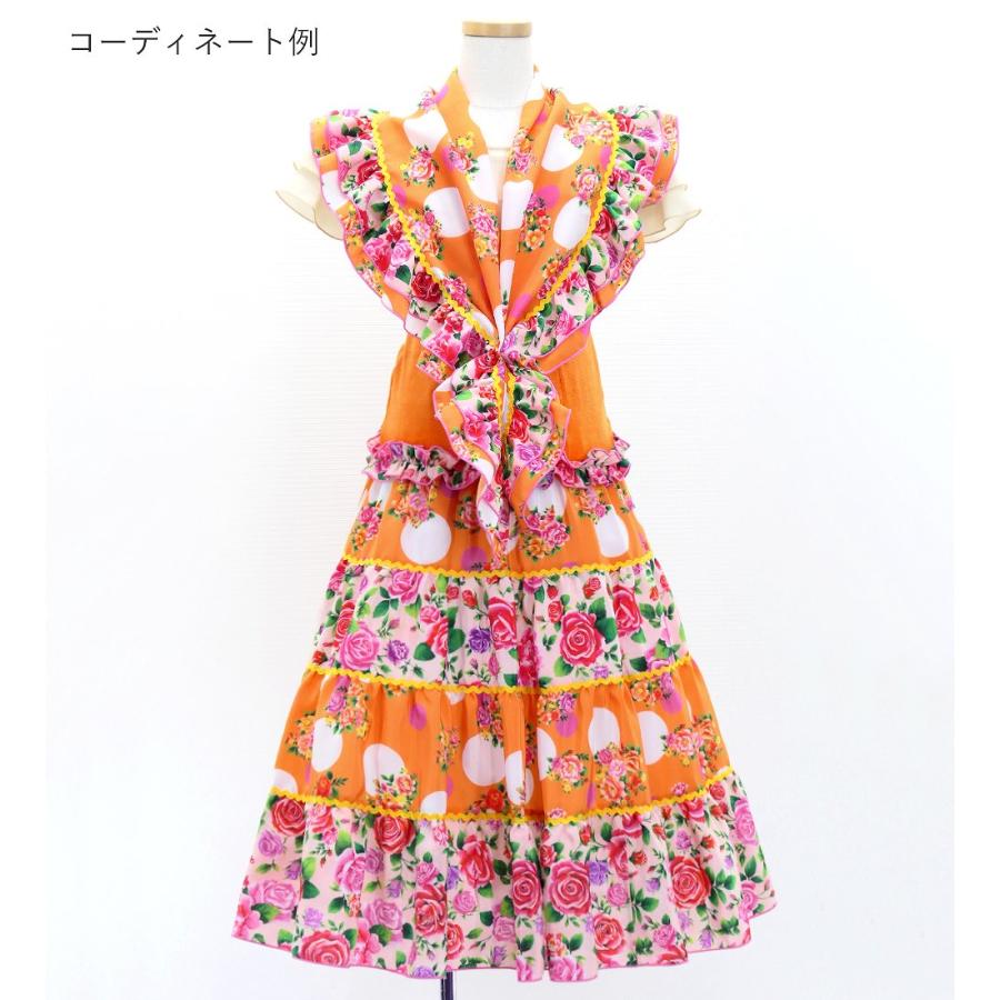 キッズ フラメンコ ピキージョ＆スカートセット ブーケ×水玉 ライトオレンジ×ピンク S-Lサイズ FPSp-6 |  | 02