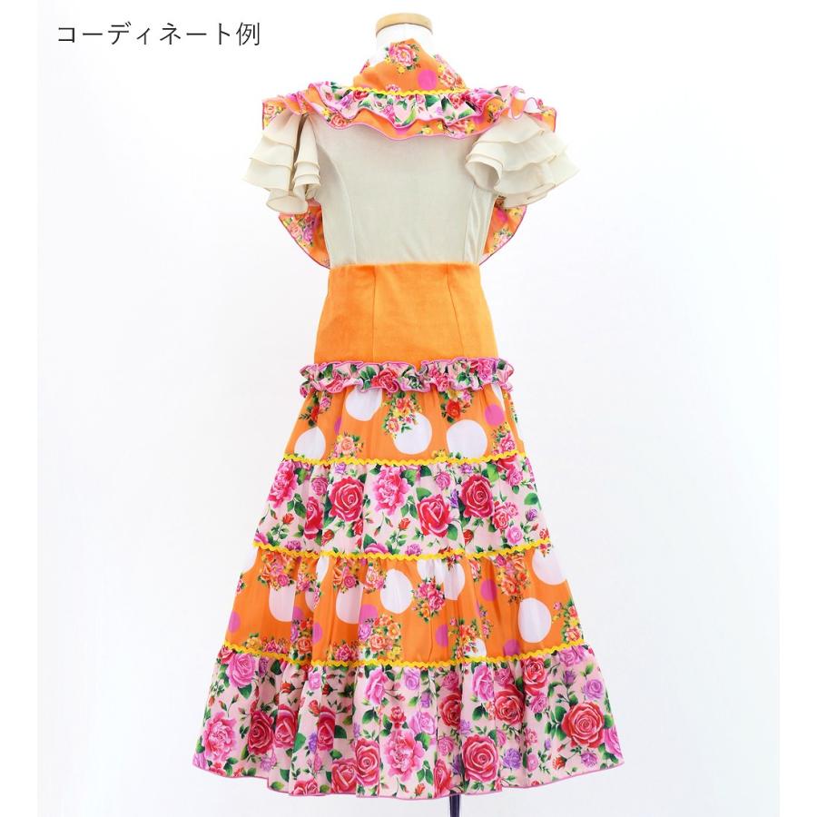 キッズ フラメンコ ピキージョ＆スカートセット ブーケ×水玉 ライトオレンジ×ピンク S-Lサイズ FPSp-6 |  | 03