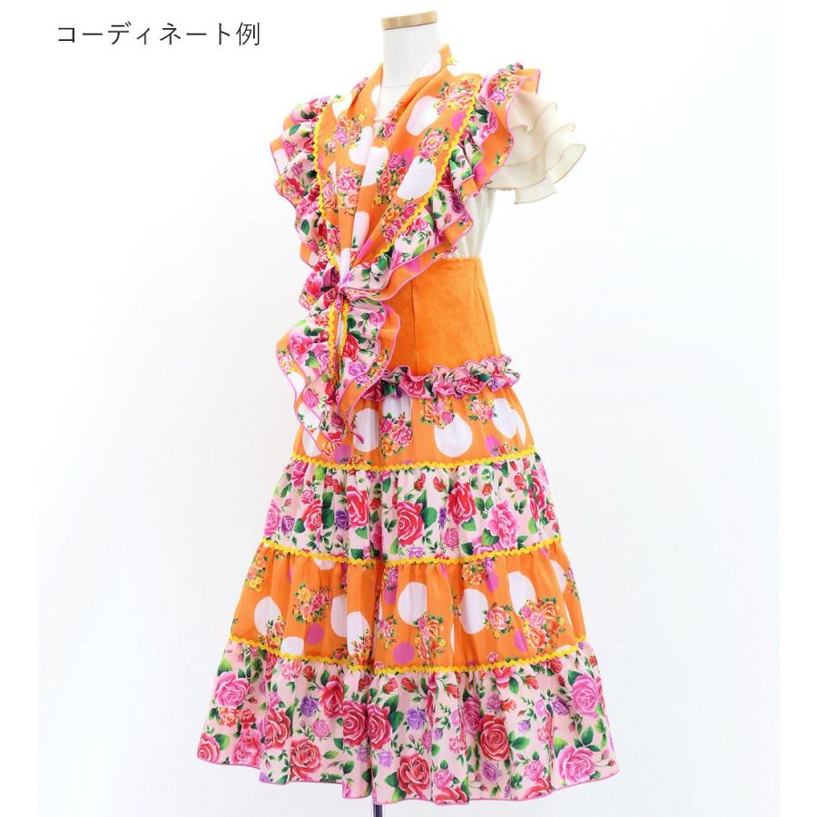 キッズ フラメンコ ピキージョ＆スカートセット ブーケ×水玉 ライトオレンジ×ピンク S-Lサイズ FPSp-6 |  | 04