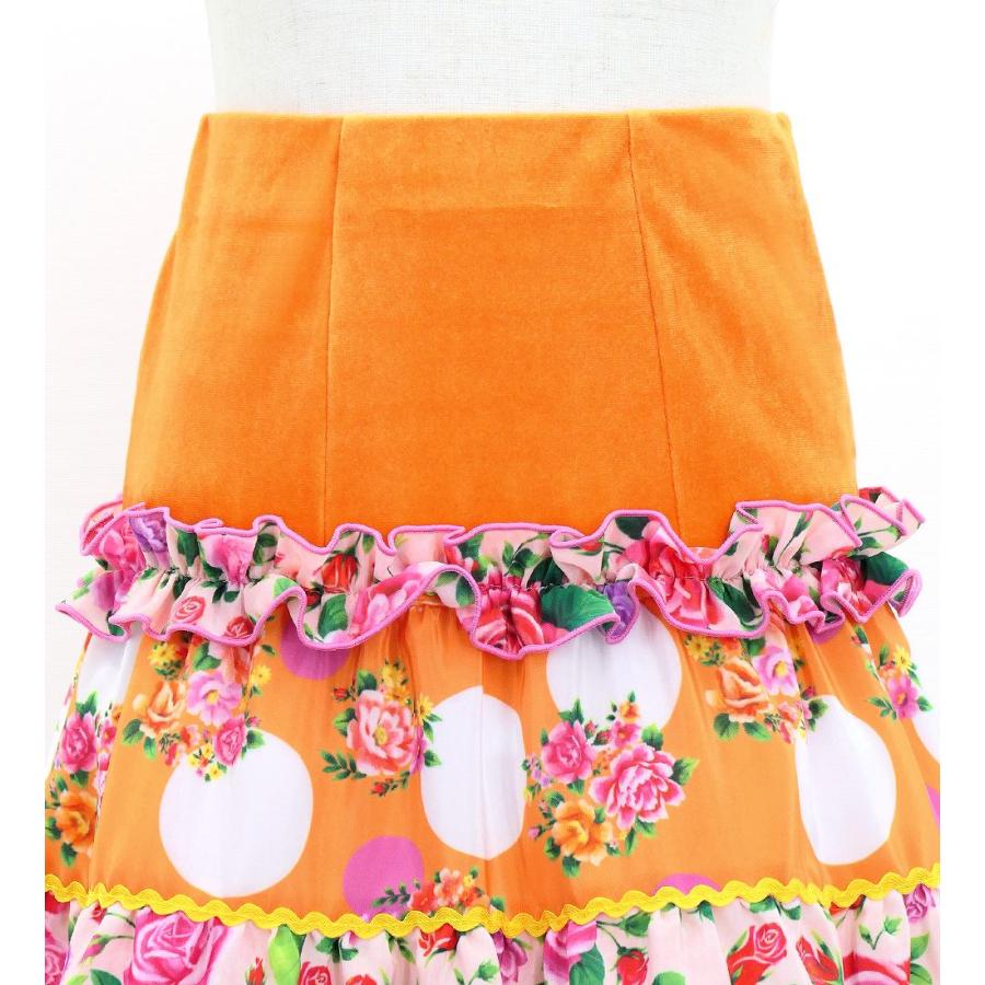 キッズ フラメンコ ピキージョ＆スカートセット ブーケ×水玉 ライトオレンジ×ピンク S-Lサイズ FPSp-6 |  | 08