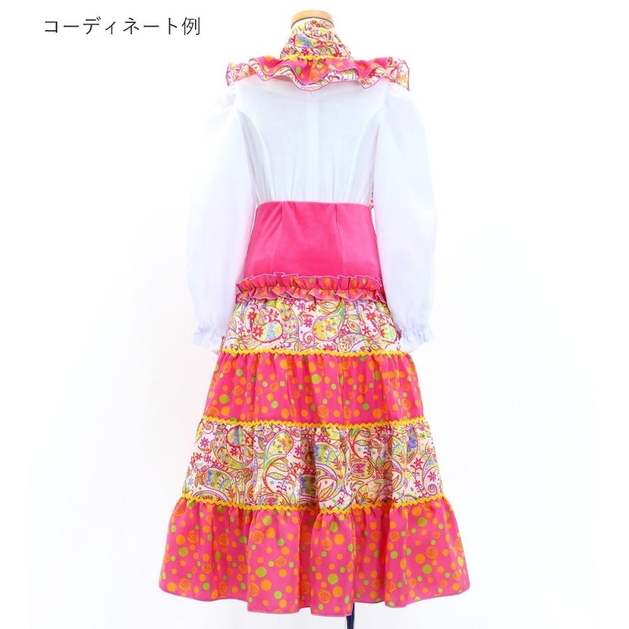 キッズ フラメンコ ピキージョ＆スカートセット ペイズリー×水玉 ピンク×イエロー S-Lサイズ FPSp-8 |  | 03