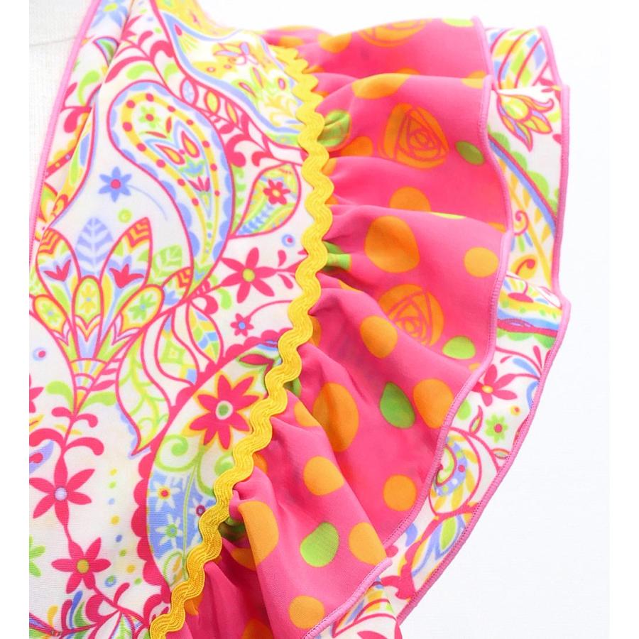 キッズ フラメンコ ピキージョ＆スカートセット ペイズリー×水玉 ピンク×イエロー S-Lサイズ FPSp-8 |  | 05