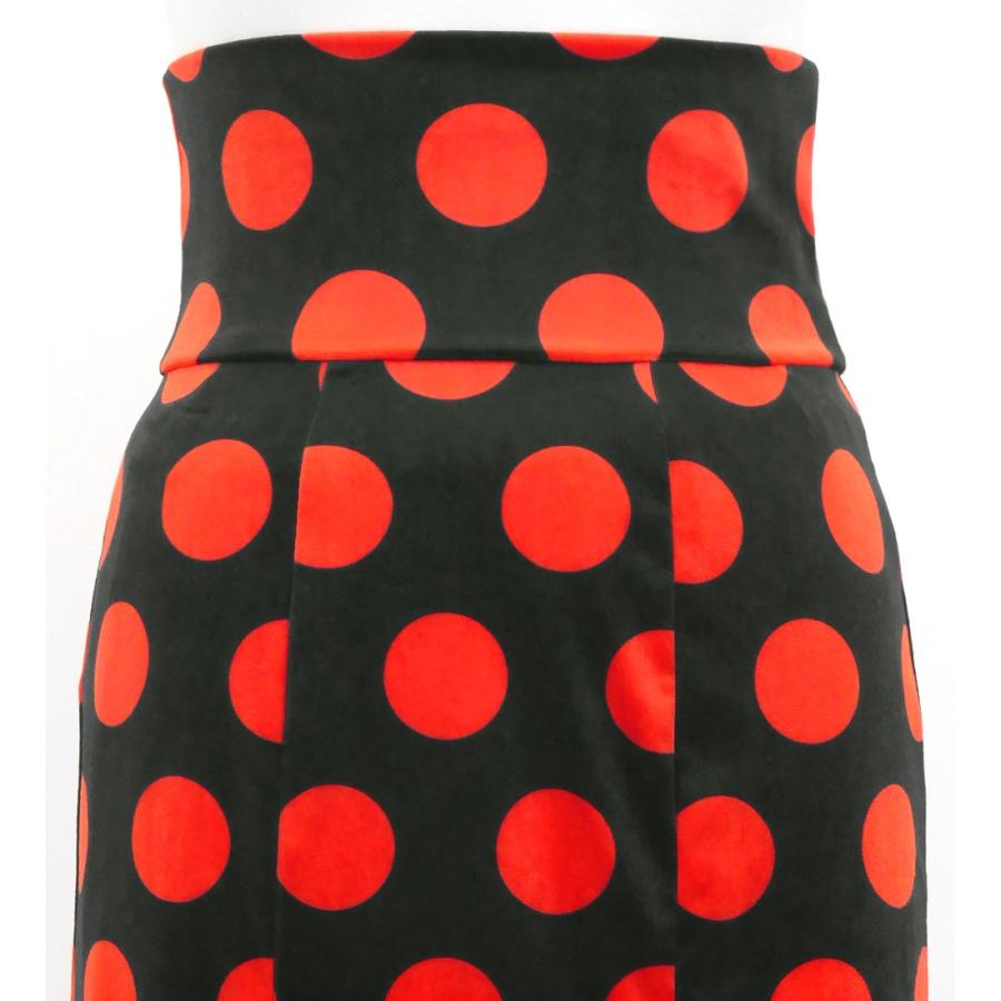 フラメンコ ハイウエストマーメイドスカート 水玉 ブラック×オレンジ