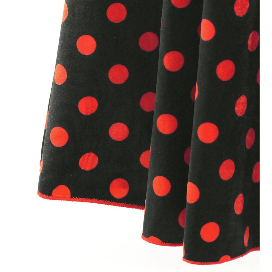 フラメンコ ハイウエストマーメイドスカート 水玉 ブラック×オレンジ