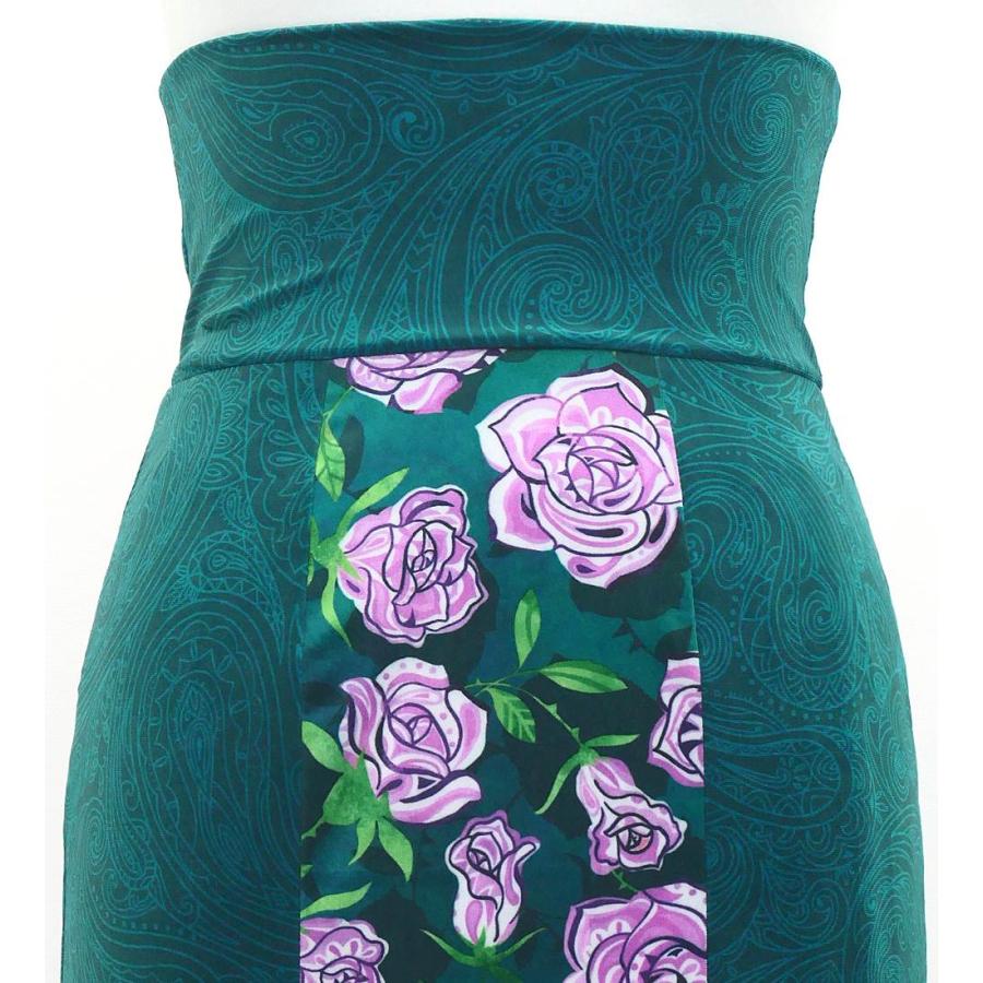 フラメンコ ハイウエストマーメイドスカート ペイズリー×ローズ ターコイズブルー FS-45 |  | 01