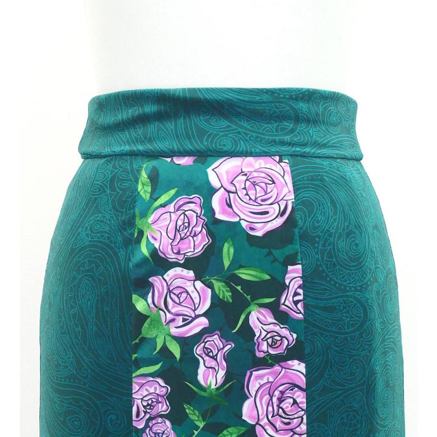 フラメンコ ハイウエストマーメイドスカート ペイズリー×ローズ ターコイズブルー FS-45 |  | 02