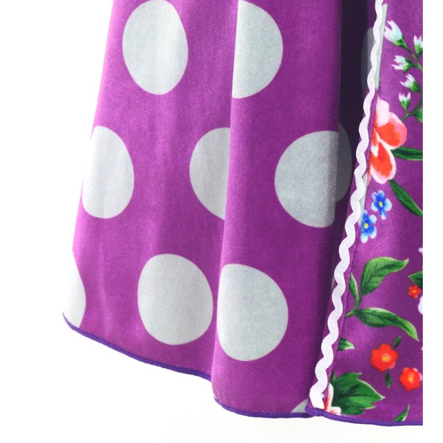 フラメンコ ハイウエストマーメイドスカート 飾りあり 水玉×花柄 パープル S-Lサイズ FS-50 |  | 03