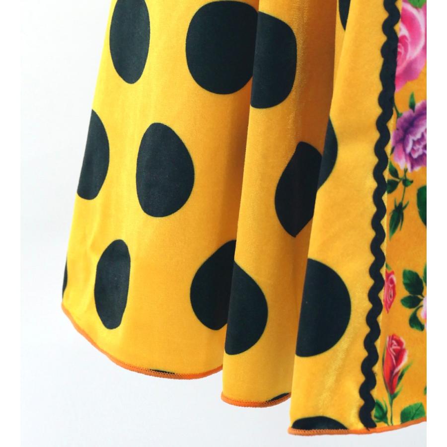 フラメンコ ハイウエストマーメイドスカート 飾りあり 水玉×ローズ イエロー S-LサイズFS-51 |  | 03
