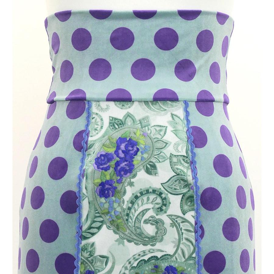 フラメンコ ハイウエストマーメイドスカート 飾りあり 水玉×ペイズリー グレー×パープル S-Lサイズ FS-53 |  | 01