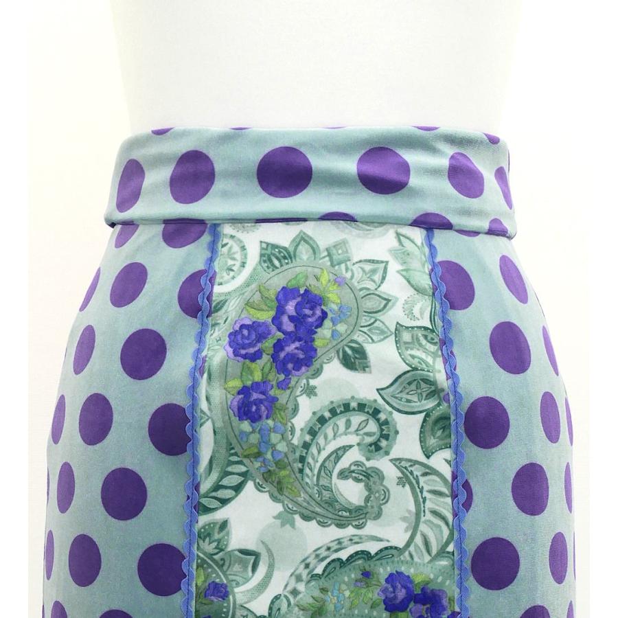 フラメンコ ハイウエストマーメイドスカート 飾りあり 水玉×ペイズリー グレー×パープル S-Lサイズ FS-53 |  | 02