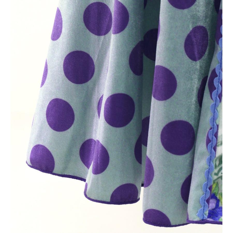 フラメンコ ハイウエストマーメイドスカート 飾りあり 水玉×ペイズリー グレー×パープル S-Lサイズ FS-53 |  | 03