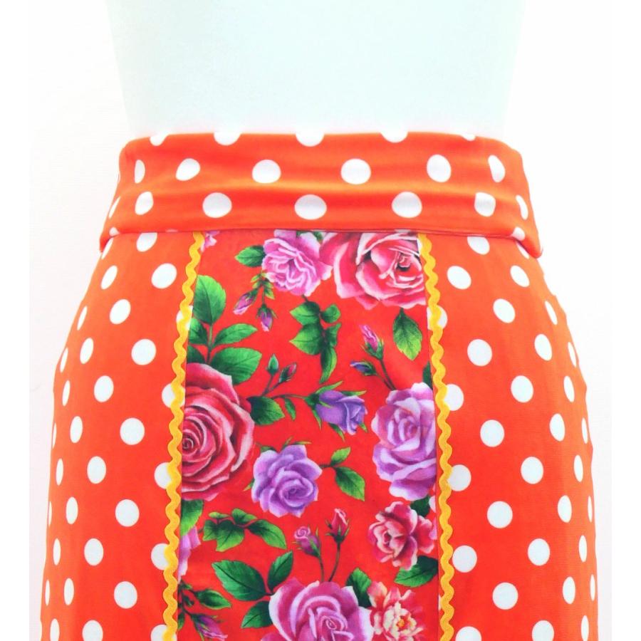 フラメンコ ハイウエストマーメイドスカート 飾りあり 水玉×ローズ オレンジ S-Lサイズ FS-55 |  | 02
